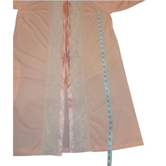 Vintage Union Made ILGWU Peach Pink Ivory Lace House Coat Robe Snowdon M - Picture 13 of 13